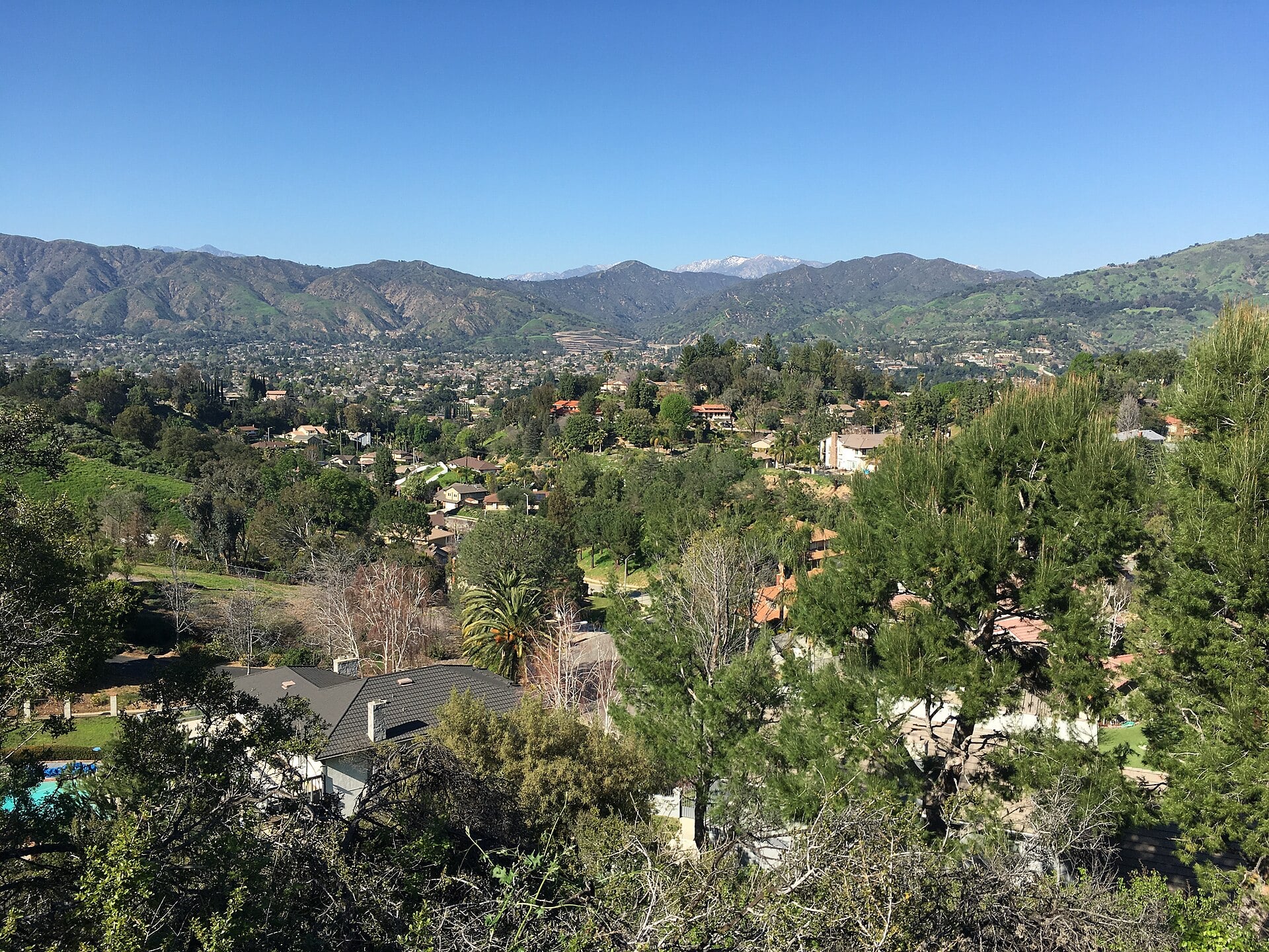 Glendora and the San Gabriel Mountains, viewed from the South Hills